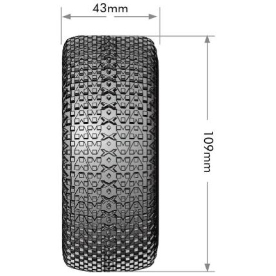 Louise RC SC-TURBO 1/10 Short Course Banden zacht, gemonteerd op zwarte wielen, verwijderbare 1/10 SC hex - 12, 14, 17 mm 2 stuks