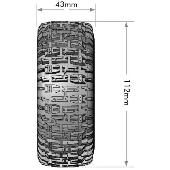 Louise RC SC-PIONEER 1/10 Short Course Banden Set zacht Gemonteerd Zwarte Wielen Verwijderbare Hex 12, 14, 17mm 2 stuks