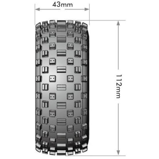 Louise RC SC-ROCK 1/10 Short Course Banden Set zacht Gemonteerd Zwarte Wielen Verwijderbare Hex 12, 14, 17mm 2 stuks