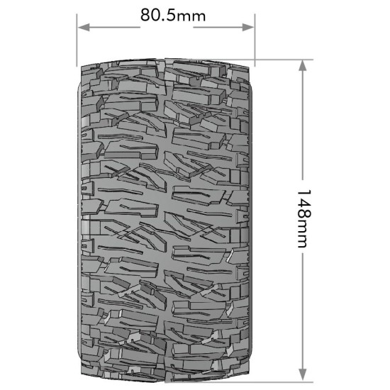 MT-Mallet MFT zacht op zwarte velg 17mm (0 en 1/2 Offset) LOUISE 1/8 Monster Truck (verwisselbare wiel meenemers) 2 stuks