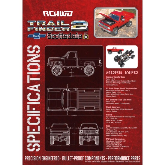 RC4WD Trail Finder 2 LWB RTR met Chevrolet K10 Scottsdale Hard Body Set (Zwarte Versie)