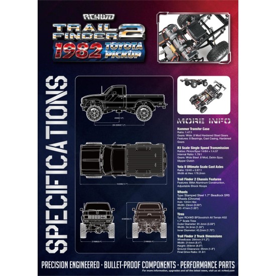 RC4WD Trail Finder 2 RTR met de 1982 Toyota Pickup Hard Body Set (Blauw), Z-RTR0070