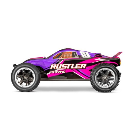 Traxxas Rustler 2wd HD met  batterij en USB C lader Roze