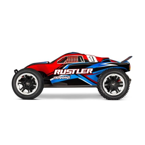 Traxxas Rustler 2wd HD met  batterij en USB C lader Rood