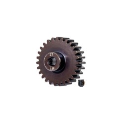 Tandwiel, 27T pinion (gefreesd, gehard staal) (1.0 metrische spoed) (geschikt voor 5mm as)/ stelschroef