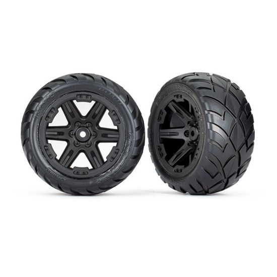 Tires & wheels, assembled, glued (2.8') (RXT black wheels, Anaconda tires, foam inserts) (2WD electric rear) (2) (TSM rated)